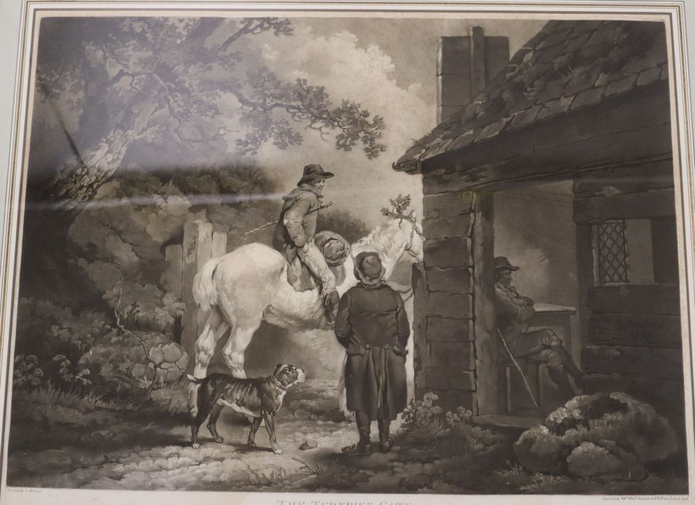 William Ward after George Morland, mezzotint, The Turnpike Gate, published June 1806 by James Linell, 49 x 61cm and a watercolour
